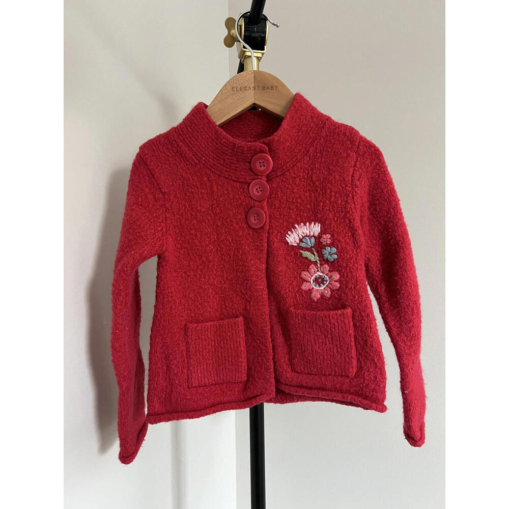 Vintage Pumpkin Patch Red Floral Embroidered Cardigan Sweater